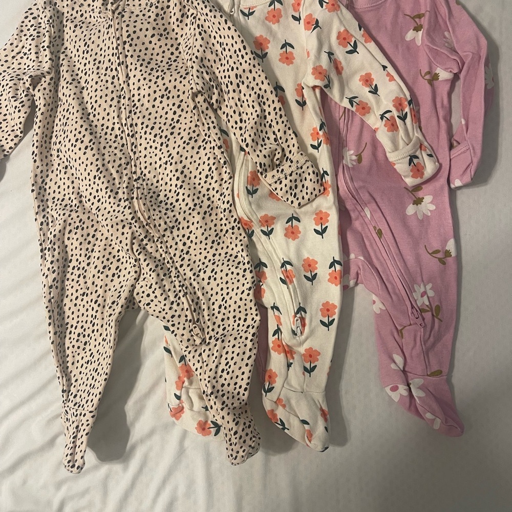 Old Navy Cream and Orange Footies One Pieces